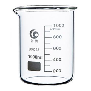 垒固 玻璃烧杯，B-000134 1000mL，3.3高硼硅无色玻璃，带刻度 售卖规格：1个