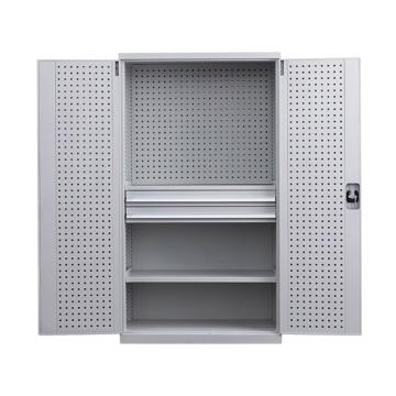 盛悦欣美 重型置物柜，尺寸:1000×500×1800(mm) 灰色带挂板二抽,每抽屉承载100KG 售卖规格：1个