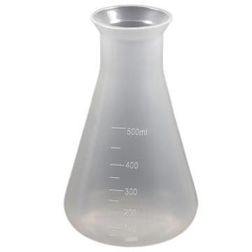 安赛瑞 塑料三角烧瓶（2个装）广口烧杯锥形瓶带刻度 化学实验塑料三角烧杯500ml，600010 售卖规格：2个/件