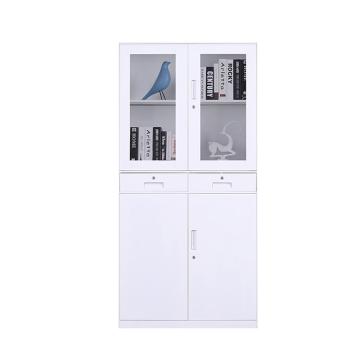 Raxwell 中二斗文件柜，办公柜拆装窄边柜纯白色加厚款 900*400*1850mm