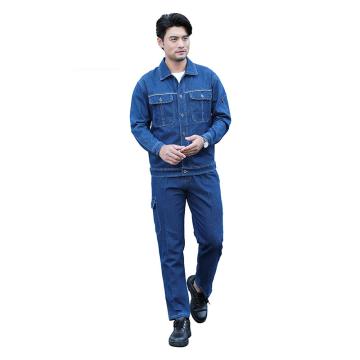 笙谷 牛仔服套装，XGDX604-XL 80%精梳棉弹力水洗，蓝色牛仔工作服 售卖规格：1套
