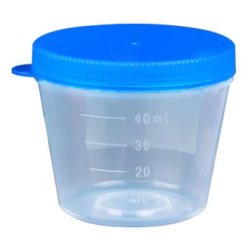 安赛瑞 一次性压盖痰杯（50个装）带旋盖塑料痰杯实验室采样杯样品杯标本杯独立包装 40ml，600193 售卖规格：50个/件