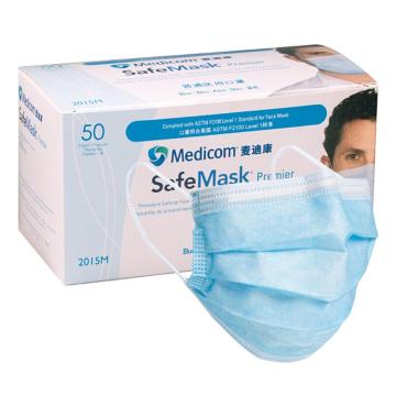 麦迪康/MEDICOM 一次性平面口罩，2015M 三层 蓝色 售卖规格：50只/盒