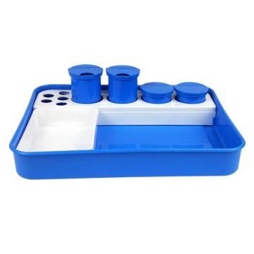 安赛瑞 塑料消毒盘 加厚防碘伏塑料治疗盘 带四个消毒瓶 蓝色，600991 售卖规格：1个
