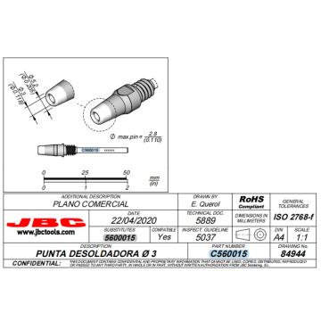 JBC 锡嘴，C560-015，配DDSE-2QC使用 售卖规格：1个