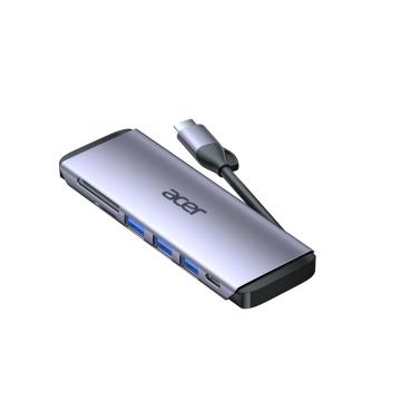 Acer宏碁C805-7B 0.2米太空灰鋁殼 7口擴展塢 伸縮款 USB3.0X2 HDMIX1 SD/TFX1 RJ45千兆X1 PD充電X1