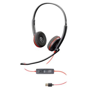 博诣/Poly 双耳电脑会议话务头戴式耳机，C3220 即插即用 USB接口带线控 售卖规格：1套