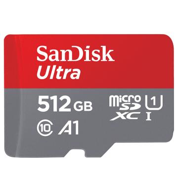 闪迪/SanDisk TF存储卡，512GB U1 C10 A1 至尊高速移动版内存卡 读速150MB/s 售卖规格：1个