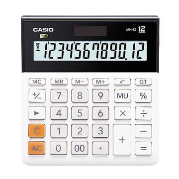 卡西欧/CASIO 12位双电源超宽计算器，MH-12白色 售卖规格：1个