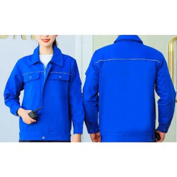 京澜 华电标准春秋工作服套装，统一工装，纯棉带里布，前后高亮反光，海蓝色，160-195