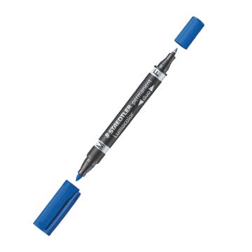 施德楼/STAEDTLER 小双头油性记号笔工业速干笔，348蓝色 线幅0.6-1.5mm（10支/盒） 售卖规格：1支