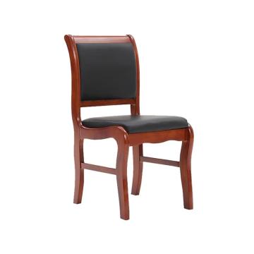 企诺 木质皮革办公椅培训椅实木椅，QN-DA106C 450*430*900mm 售卖规格：1张