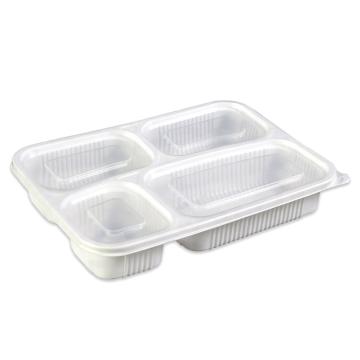 安赛瑞 一次性四格餐盒，25065 1000ML（300套装）带盖白色 售卖规格：1包