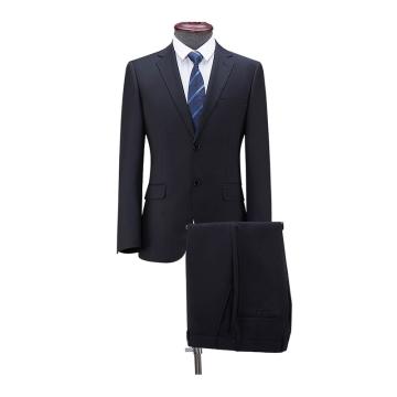 海纳维尔 男士黑色平驳领单排二粒扣西服+西裤套装，HNWE2207西服男套装 羊绒面料，全里布设计，定制 售卖规格：1套