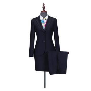 海纳维尔 女式黑色平驳领单排二粒扣西服+西裤套装，HNWE2207西服女套装（裤） 羊绒面料，全里布设计，定制 售卖规格：1套