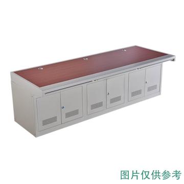 哈德威 厚款监控操作台，三联,尺寸(mm):2400×900×750,全白 桌面钢面,对开门下柜,不含安装 售卖规格：1台