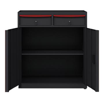 锴源 黑色工具柜矮柜(内一板/两抽)，尺寸:1050×900×450mm,黑色+红色 售卖规格：1个