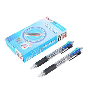 晨光 4色按动圆珠笔，BP8030 0.7mm透明笔杆中油笔 多功能多色子弹头原子笔（12支/盒） 售卖规格：1支