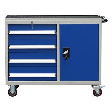 哈德威 四抽一门工具车,蓝色,尺寸(mm):1000×500×850,抽屉高度:H150×4，每抽承载:80kg 售卖规格：1个