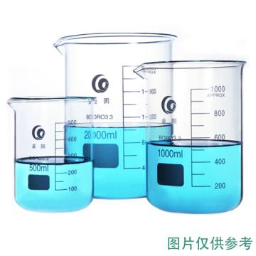 垒固 玻璃烧杯，B-000138 10000mL，3.3高硼硅无色玻璃，带刻度 售卖规格：1个