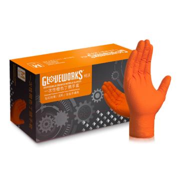 爱马斯/AMMEX 一次性橙色加厚丁腈手套，GWONHD M码 100只/盒，10盒/箱，6.5g 售卖规格：1箱