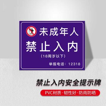 安赛瑞 禁止入内安全提示牌，长60cm宽50cm，未成年人禁止入内，310499 售卖规格：1盒