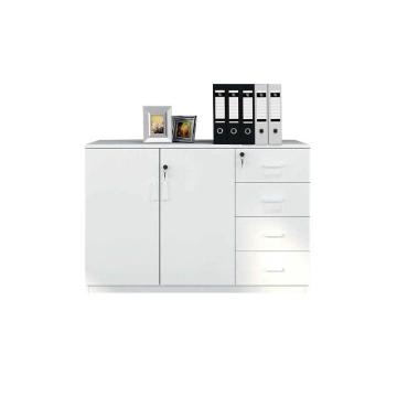 臻远 办公矮柜文件柜木质储物柜打印机边柜，ZY-MZG-15 白色两门四抽 1200*400*800 售卖规格：1个