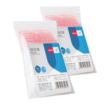 得力 自封袋(透明)食品自封袋，3023/ 4号120ｘ80mm 0.04mm (100个/包) 售卖规格：1包