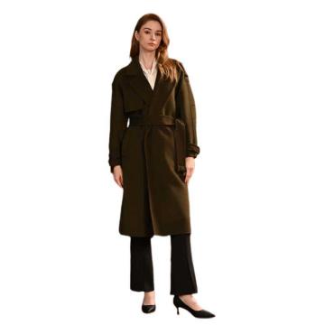 笙谷 时尚高级女士长款羊毛大衣，ZZ4W2208-M 军绿色（同款10件起订） 售卖规格：1件