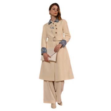 笙谷 时尚高级女士长款羊毛大衣，ZZ4W2088-S 米色（同款10件起订） 售卖规格：1件