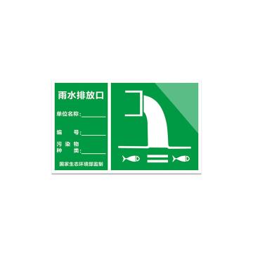 安赛瑞 铝板反光膜标识牌,废物警示标示牌,,30x40cm,雨水排放口,311008