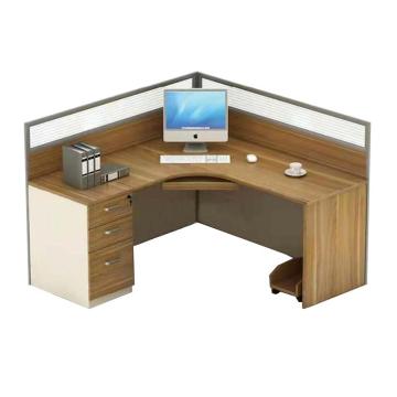 臻远 单人7字型屏风办公桌，1500*1400*1100mm 包含主机托和键盘托活动柜（定制款） 售卖规格：1张