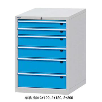 位邦 工具柜,尺寸(mm):717×600×1000,灰色,抽屉蓝色,单轨抽屉,6个抽屉，75.7606.12 售卖规格：1个