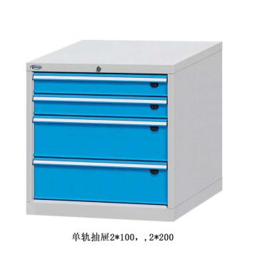 位邦 工具柜,尺寸(mm):717×600×700,灰色,抽屉蓝色,单轨抽屉,4个抽屉，75.7602.12 售卖规格：1个