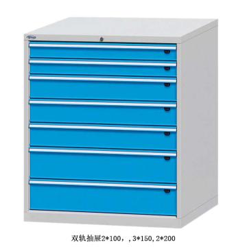位邦 工具柜,尺寸(mm):1023×725×1150,灰色,抽屉蓝色,双轨抽屉,7个抽屉，75.1755.12 售卖规格：1个