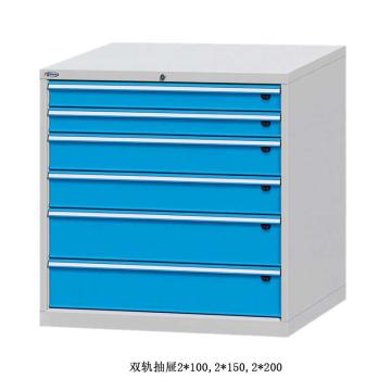 位邦 工具柜,尺寸(mm):1023×725×1000,灰色,抽屉蓝色,双轨抽屉,6个抽屉，75.1754.12 售卖规格：1个