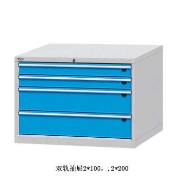 位邦 工具柜,尺寸(mm):1023×725×700,灰色,抽屉蓝色,双轨抽屉,4个抽屉，75.1751.12 售卖规格：1个