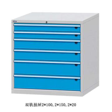 位邦 工具柜,尺寸(mm):1023×600×1000,灰色,抽屉蓝色,双轨抽屉,6个抽屉，75.1654.12 售卖规格：1个