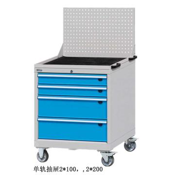 位邦 工具柜,尺寸(mm):717×600×870+500,灰色,抽屉蓝色,单轨抽屉,4个抽屉，75.7681.12 售卖规格：1个