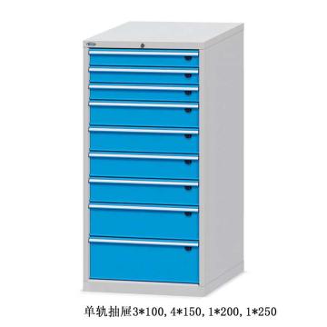 位邦 工具柜,尺寸(mm):717×600×1450,灰色,抽屉蓝色,单轨抽屉,9个抽屉，75.7608.12 售卖规格：1个