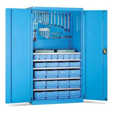 位邦 储物柜，77.6811.02 1023×550×1800mm,蓝色,对开钢门柜,5层层板,背部带挂板,含料盒及挂钩 售卖规格：1个
