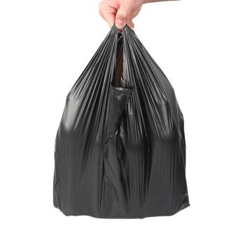 安赛瑞 黑色塑料垃圾袋 手提背心式 45*50cm 双面4丝 100只装，27010