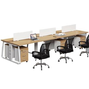 臻远 开放式办公桌工位带隔板，6工位（橡木色） 3600*1200mm 带活动柜 售卖规格：1组