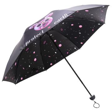 天堂 三折晴雨伞57cm*8骨全遮光黑胶雨伞太阳伞遮阳伞，31847E紫色 31847E紫色 售卖规格：1把