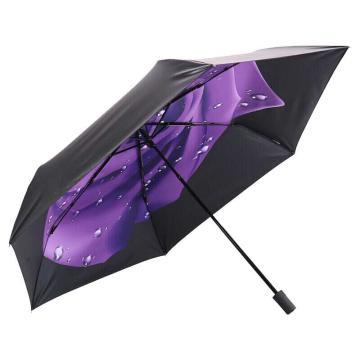 天堂 三折晴雨伞遮阳伞，30336D紫玫瑰 52cm*6骨 三折叠小巧轻便携式女士太阳伞遮阳伞小黑伞 售卖规格：1把