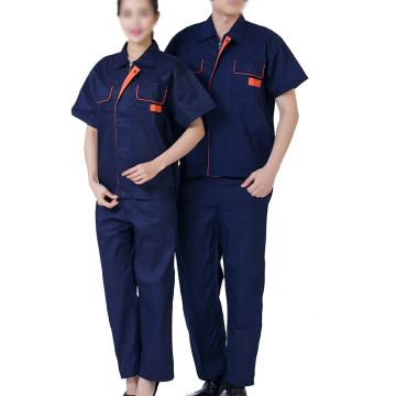 安赛瑞 劳保工作服套装，11293 春夏短袖，夏季透气涤棉劳保服 加厚半袖劳保服夏装 深蓝色 M 售卖规格：1套