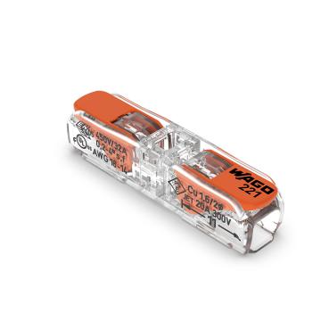 万可/WAGO 紧凑型导线连接器 带操作杆，221-2411 透明 最大4mm²，60个/包 售卖规格：1个