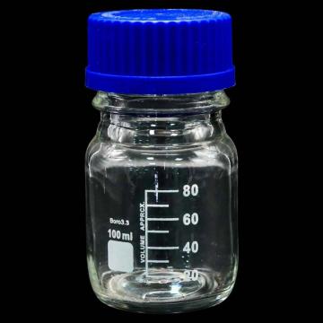 冰禹 蓝盖试剂瓶透明 丝口玻璃瓶 螺纹口带刻度，BY-2464 高硼硅100ml 售卖规格：1个