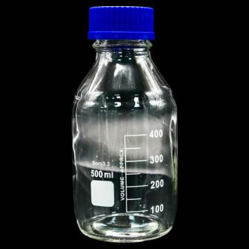 冰禹 蓝盖试剂瓶透明 丝口玻璃瓶 螺纹口带刻度，BY-2464 高硼硅500ml 售卖规格：1个