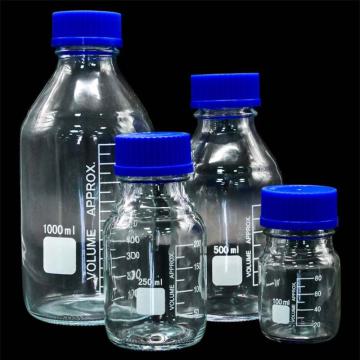 冰禹 蓝盖试剂瓶透明 丝口玻璃瓶 螺纹口带刻度，BY-2464 四合一套装 售卖规格：4个/套